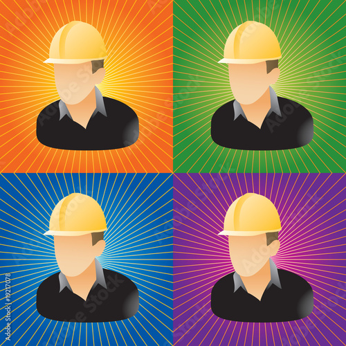 construction worker colored starburst