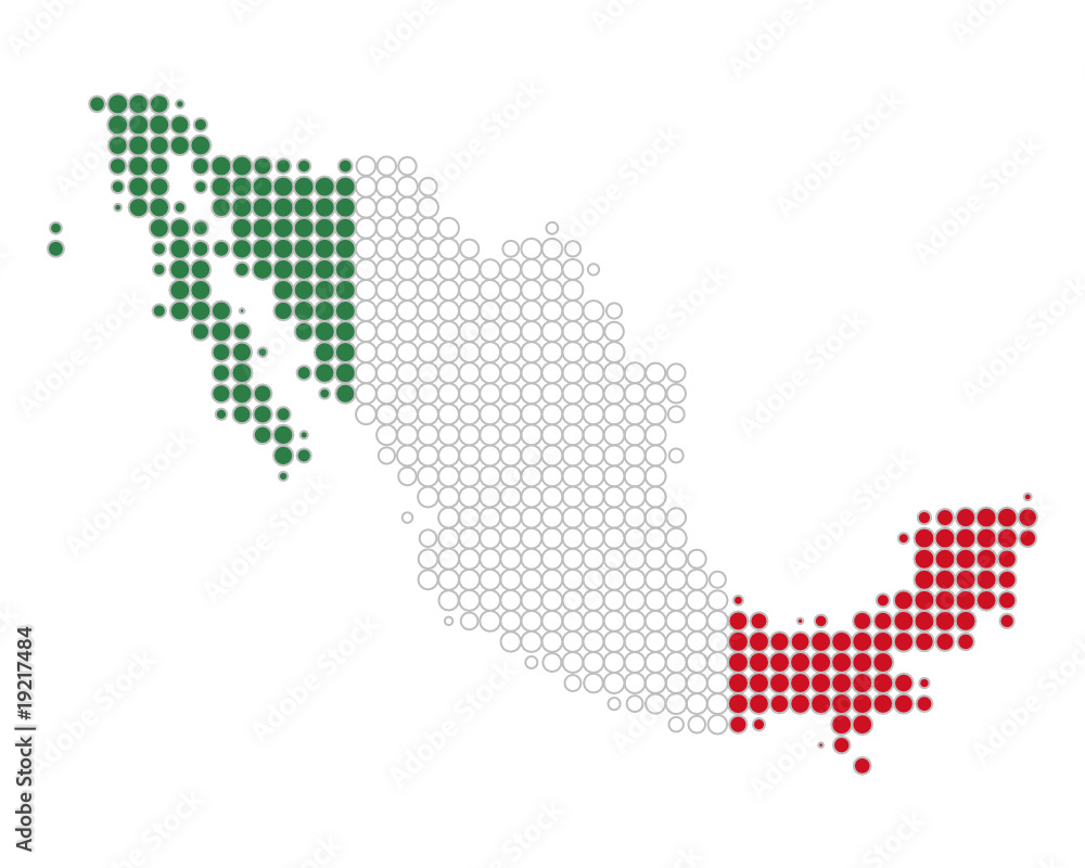 Karte und Fahne von Mexiko