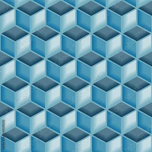 Blue 3d tiles. Seamless vector pattern