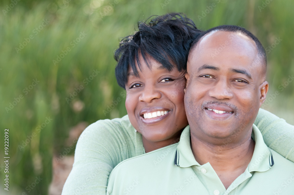 Attractive Happy African American Couple in the Park Attractive Happy African American Couple in the Park