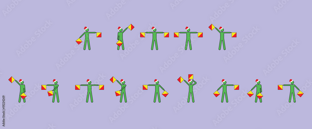 Merry Christmas message using semaphore flags Merry Christmas message using semaphore flags