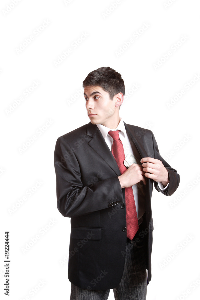 Portrait of a business man holding money Portrait of a business man holding money
