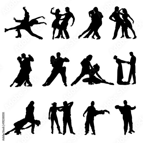 Vector couple dancer silhouettes