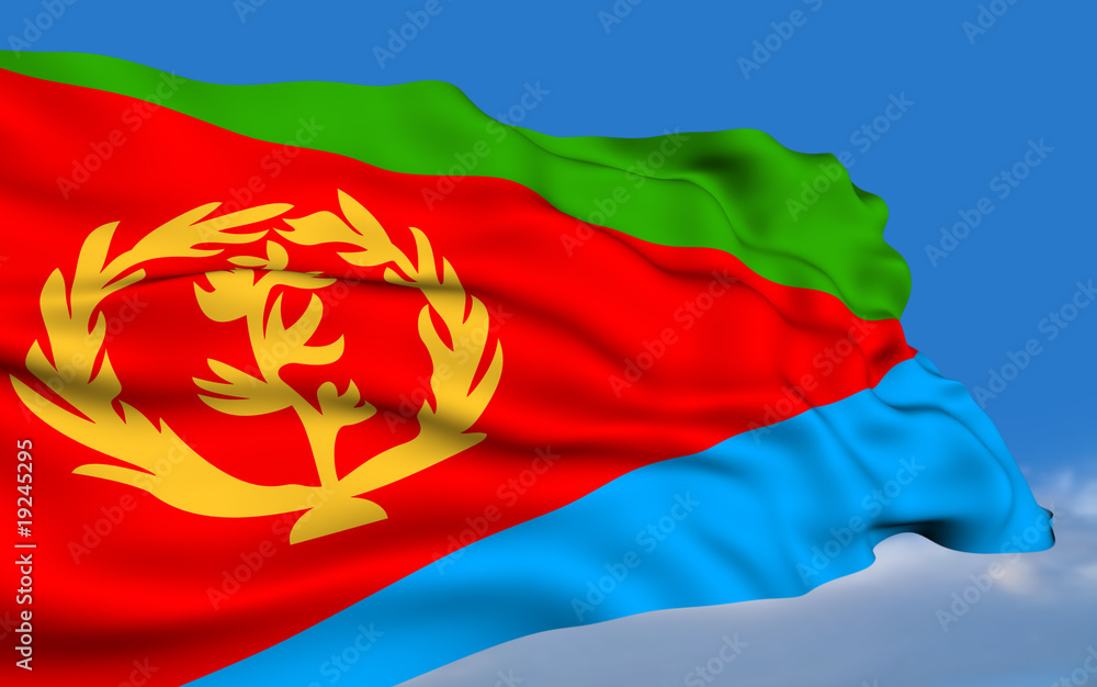 Fototapeta premium Eritrean flag waving on wind