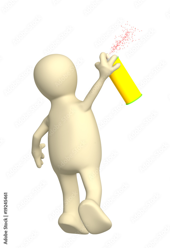 Puppet, drawing a spray with a paint Puppet, drawing a spray with a paint