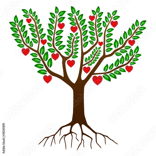 Arbre d’Amour (Coeurs Saint Valentin Carte Je t’aime - Vecteur)