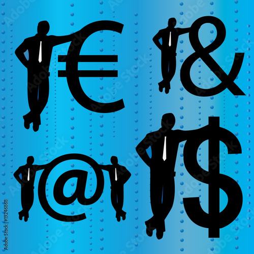 business man with symbols