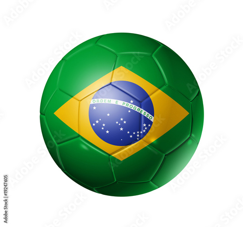 Soccer football ball with brazil flag