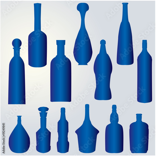silhouette of bottles - blue VECTOR