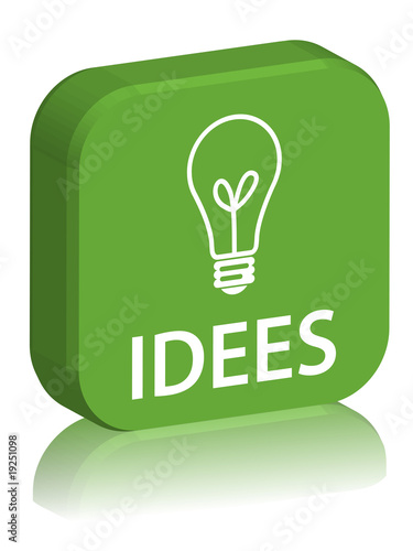 Bouton 3D carré "IDEES" (vecteur - innovation - business)
