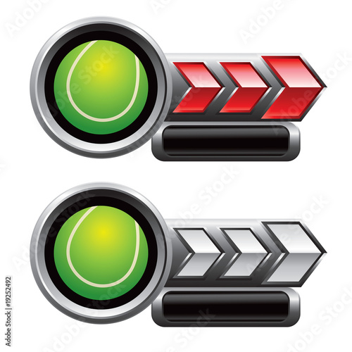 tennis ball red and white arrow nameplate banners