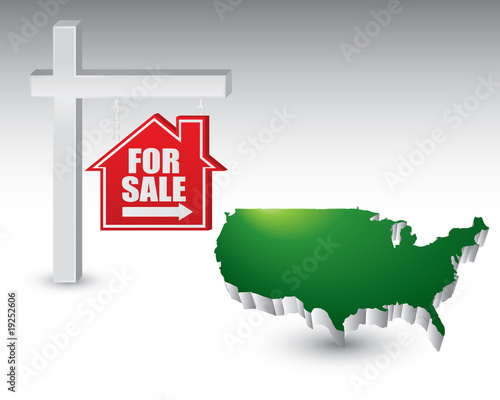 for sale sign over green united states icon