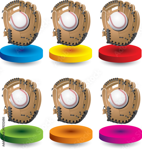 baseball in glove colored discs