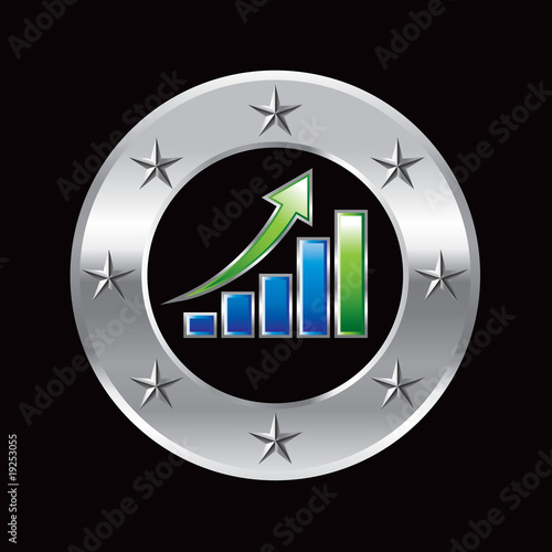 bar graph silver star round frame