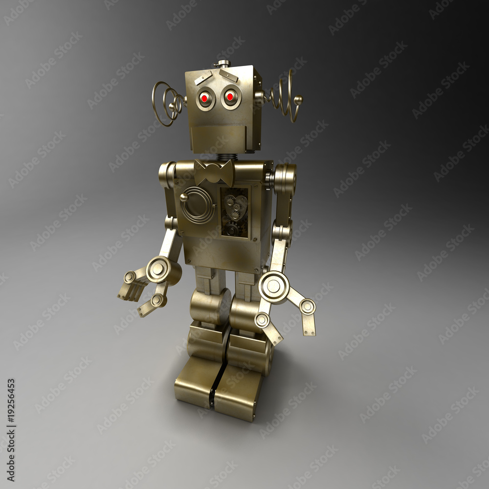 silke sende Omsorg Golden robot - servant Stock Illustration | Adobe Stock