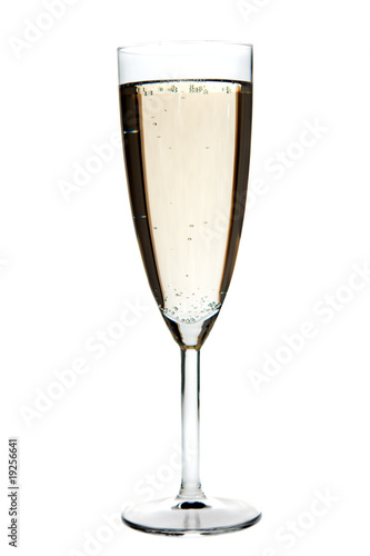 glass of chapagne isolated over white
