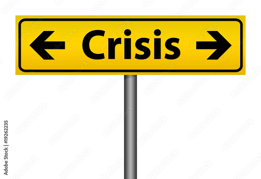 Yellow Crisis direction sign isolation illustration Yellow Crisis direction sign isolation illustration