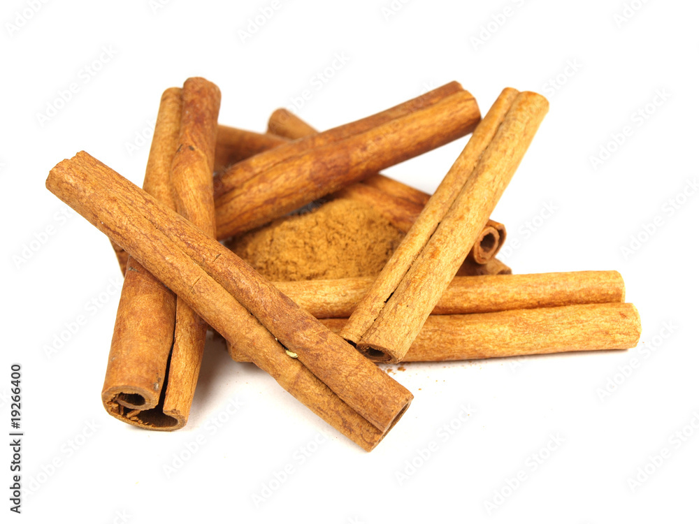 Cinnamon bark isolated on a white background.