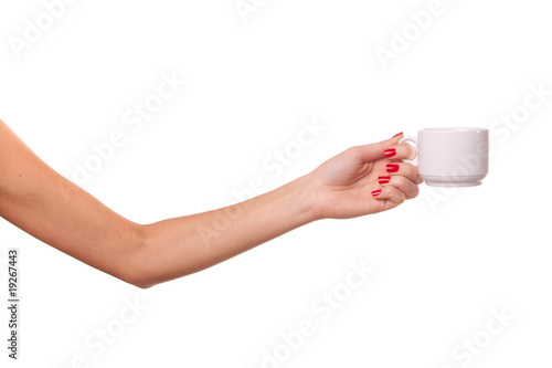 Woman and a cofee mug.