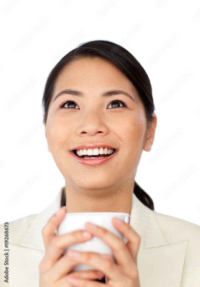 Happy businesswoman drinking coffee Happy businesswoman drinking coffee