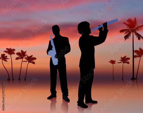 Music Band on Sky Background