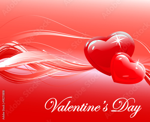 Glossy Red heart Valentines day background vector