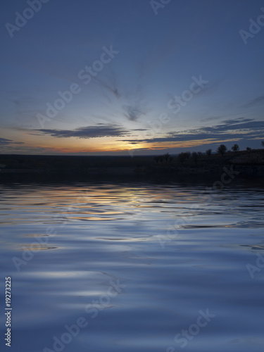 Blue sunset reflections