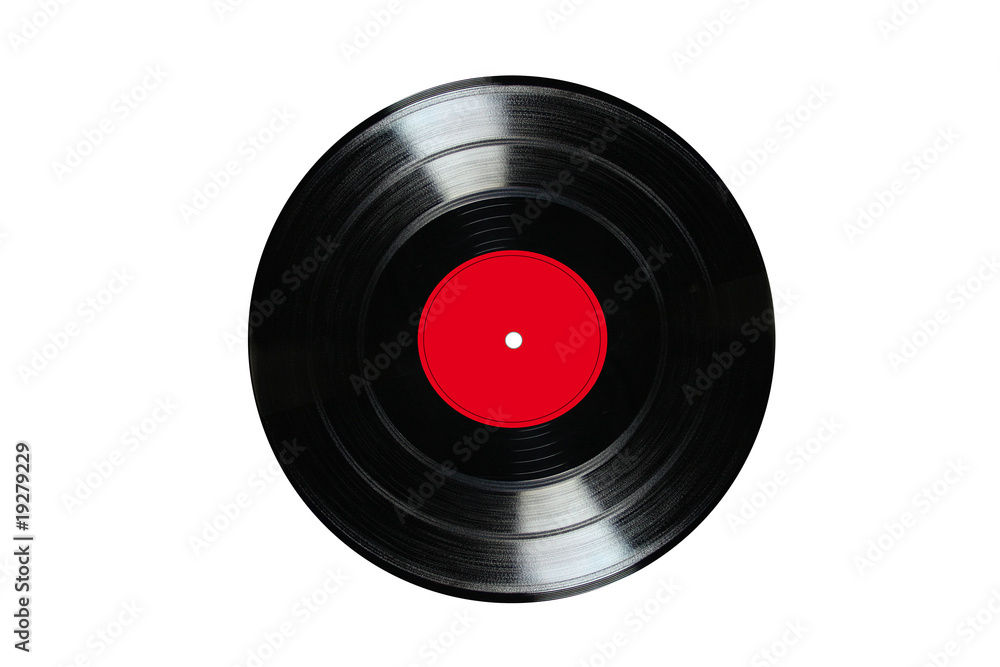 Vinyl 33rpm record with red label Vinyl 33rpm record with red label