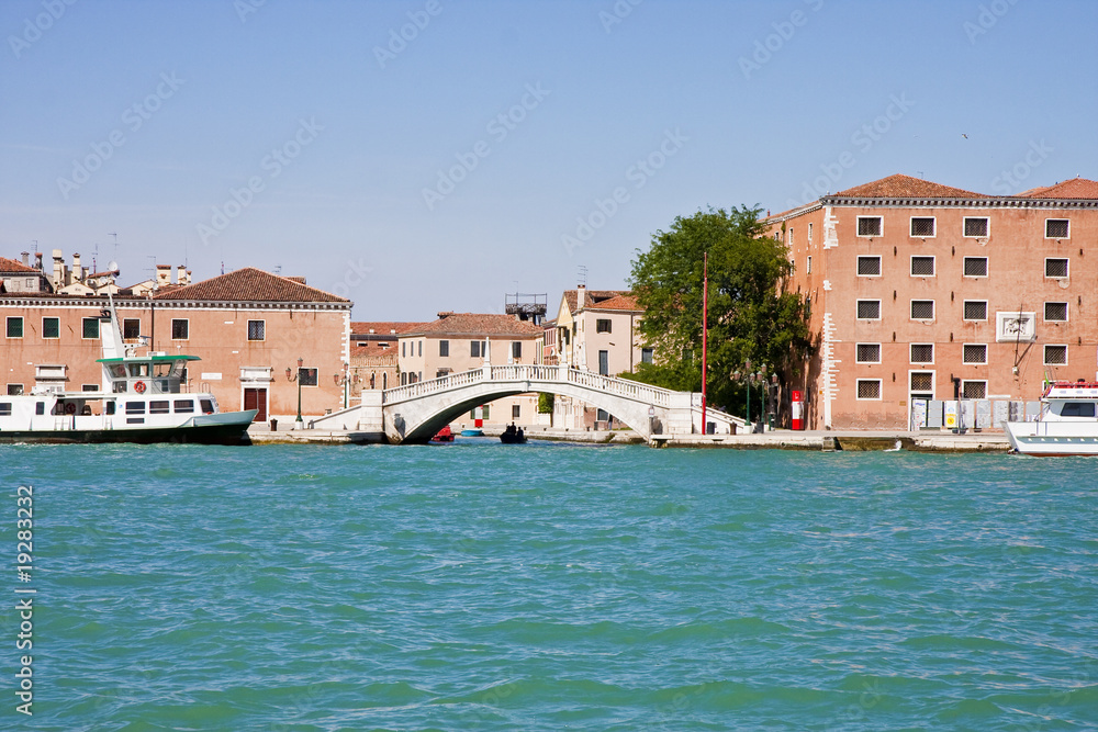 Boats at Bridge in Venice
