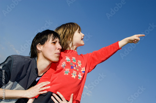 Love of mother and child on the sky