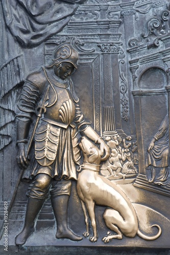 Canvas Print detail from relief on the charles bridge -  prague