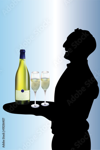 Waiter with champagne.