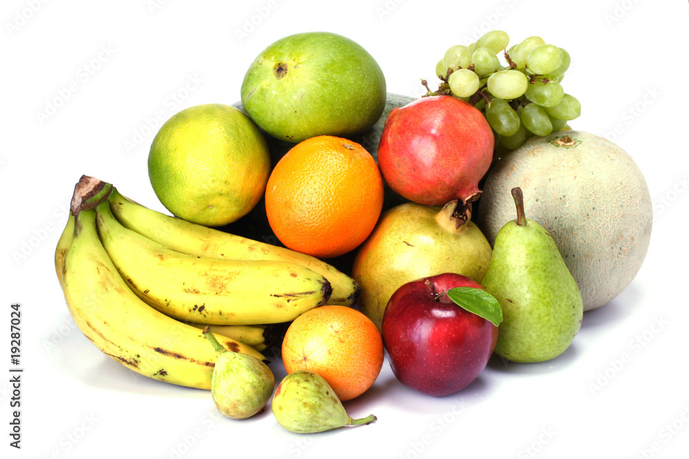 Fresh fruits on white Fresh fruits on white