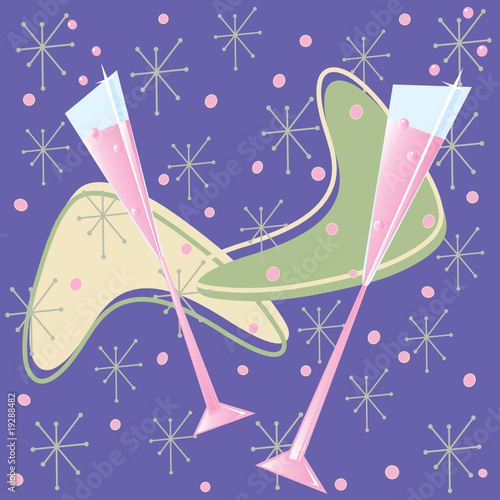 Fun Retro Pink Champagne Toast