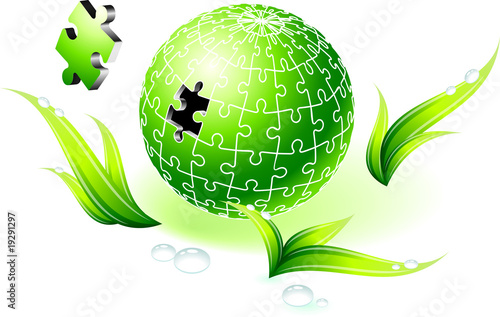 Incomplete Natural Green Globe Puzzle