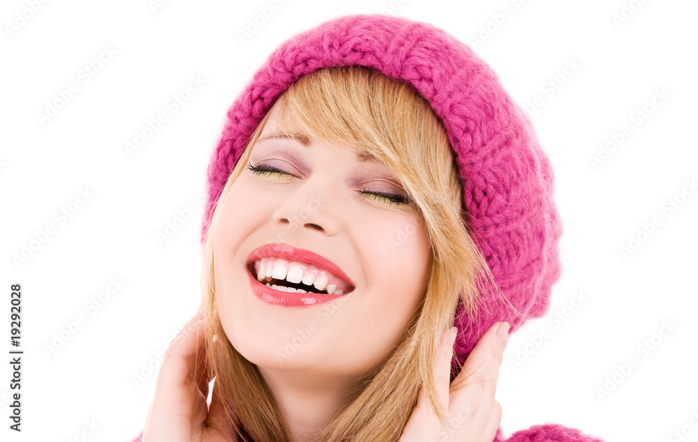 happy teenage girl in hat happy teenage girl in hat