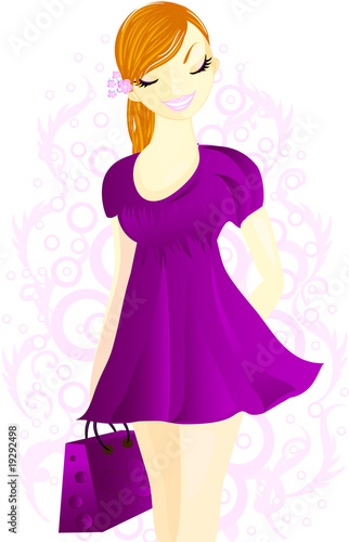 Woman in violet dress