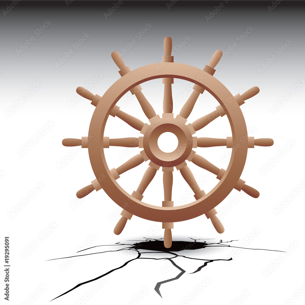 ship wheel cracked ground