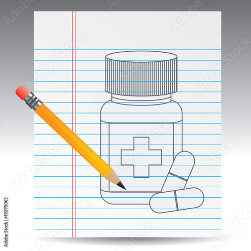 medicine bottle drawing with pencil
