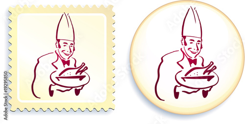 Chef on Button and Stamp Set