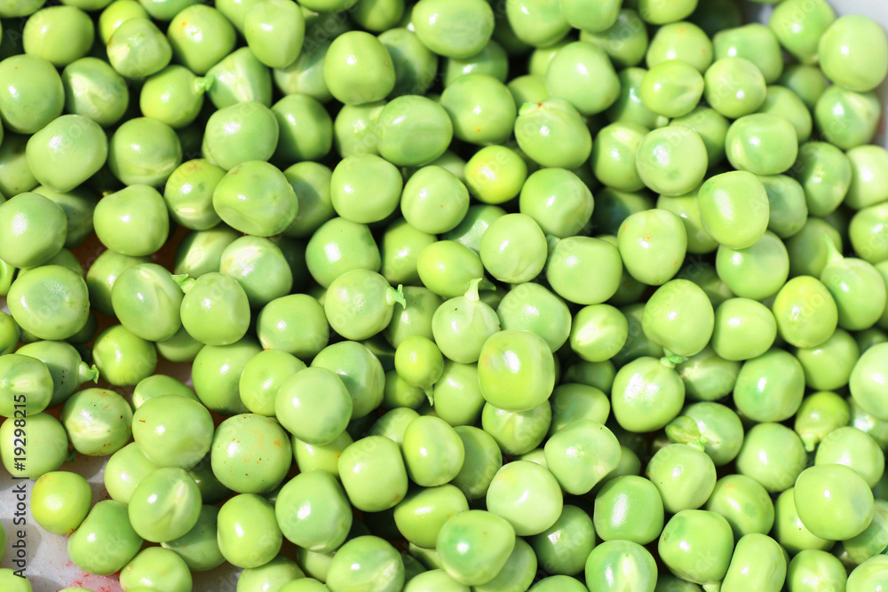 Close up shot of organic green peas