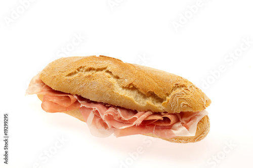 italian parma prosciutto sandwich in withe background