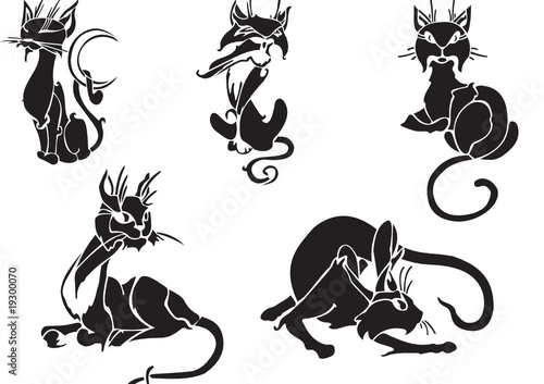 set of different comic cats