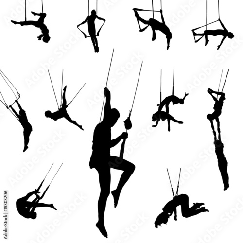 Vector Trapeze dancer silhouettes