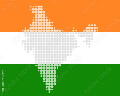 Karte und fahne von Indien