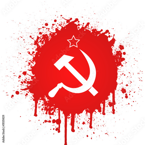 soviet flag in a red spatter