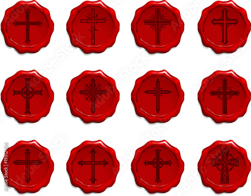 Religious Cross Wax Seal Set