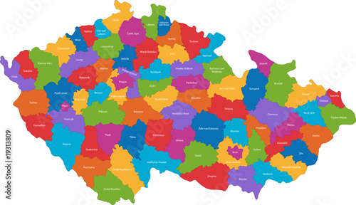 Canvas Print Map of administrative divisions of the Czech Republic