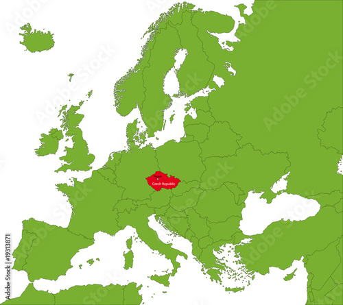 Location of Czech Republic on the Europa continent