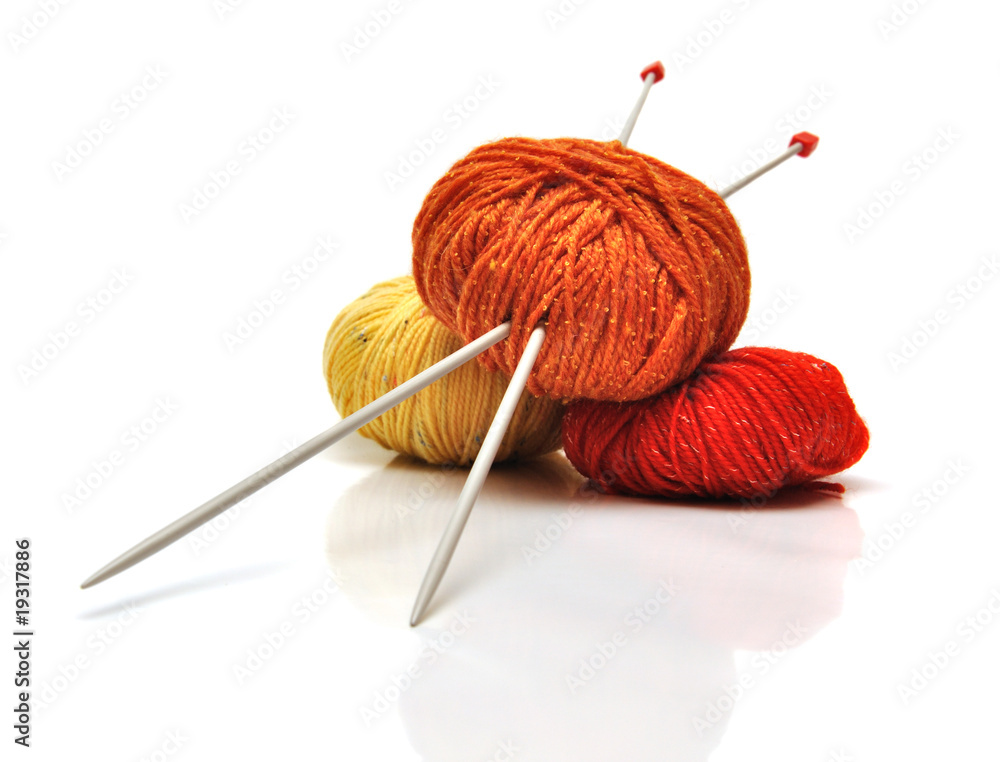 colored clews and knitting needles Stock Photo Adobe Stock